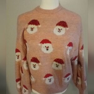 Simplee Santa Sweater Pink Red Glistening Strands Sz M